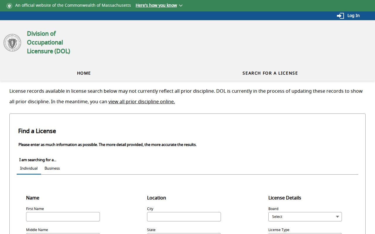 Reading residents directory Massachusetts license lookup screen