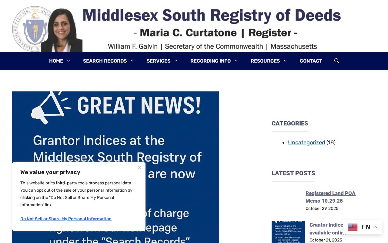Reading previous residents research using Middlesex South Grantor Indices